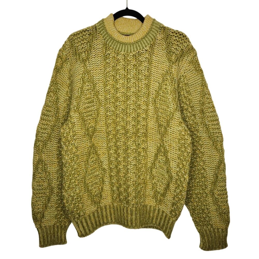 Vintage 70s Sears Kings Road Medium Crewneck Sweater Chunky Green Rare